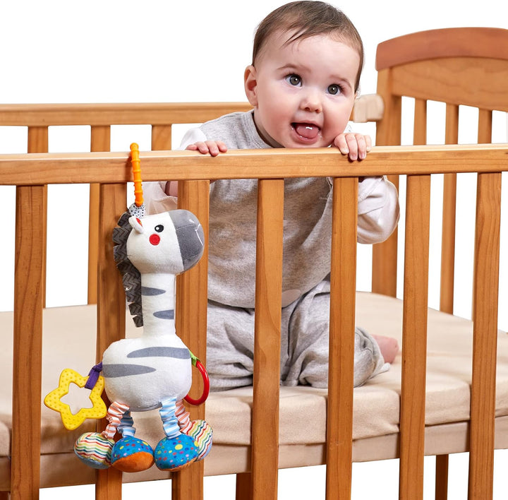 TUMAMA Zebra Hängend Babyspielzeug für 0,3,6,9,12 Monate,Baby Handglocken Rassel Weiches Tier Plüsch
