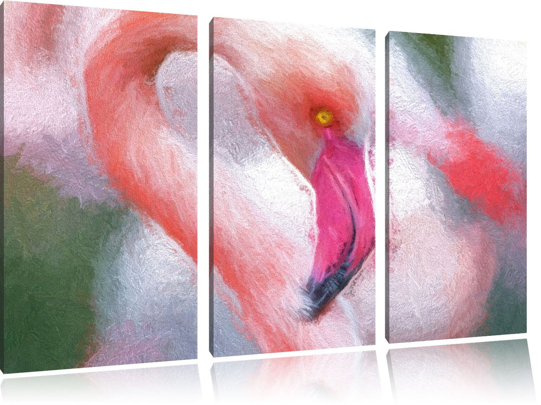 prächtiger Flamingo Spezial 3-Teiler Leinwandbild 120x80 Bild auf Leinwand, XXL riesige Bilder ferti