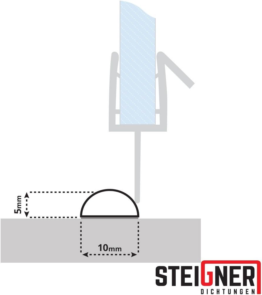 STEIGNER 110cm Schwallschutz Acryl Halbrundstab - SDD03 Höhe 5mm - Spritzschutzprofil Halbrundprofil