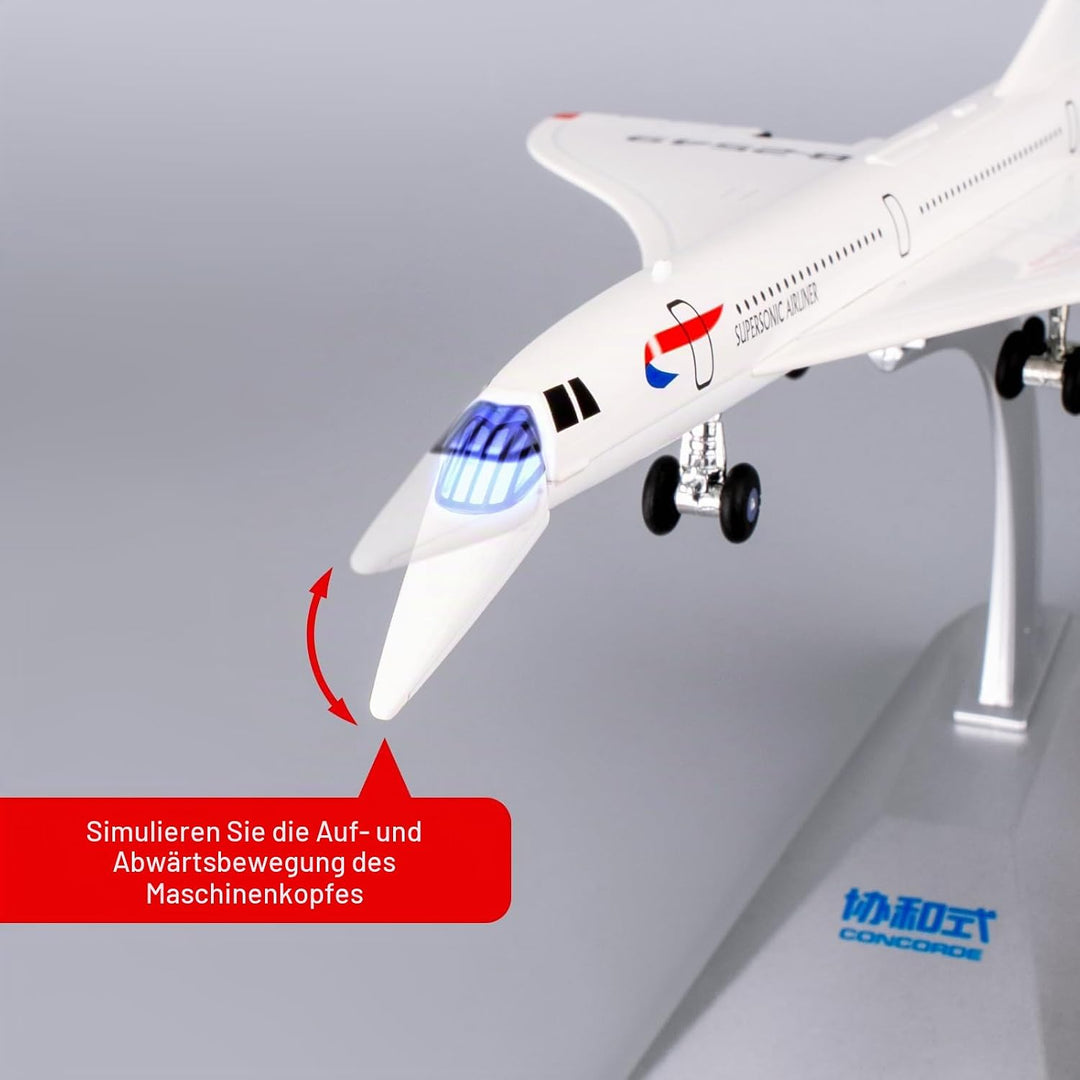 TGRCM-CZ 1/168 Concorde Supersonic Airliner Modell Flugzeug Spielzeug, Zinklegierung Diecast Spielze