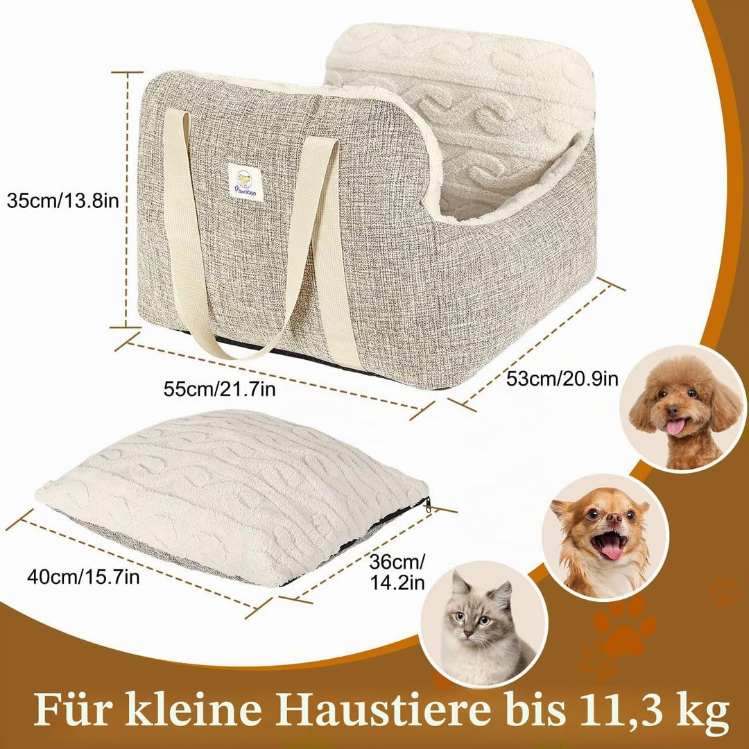 Pawaboo Hunde Autositz für kleine Hunde, Klein Hundesitz mit Fest Schnalle und Sicherheitsgurt, Verd