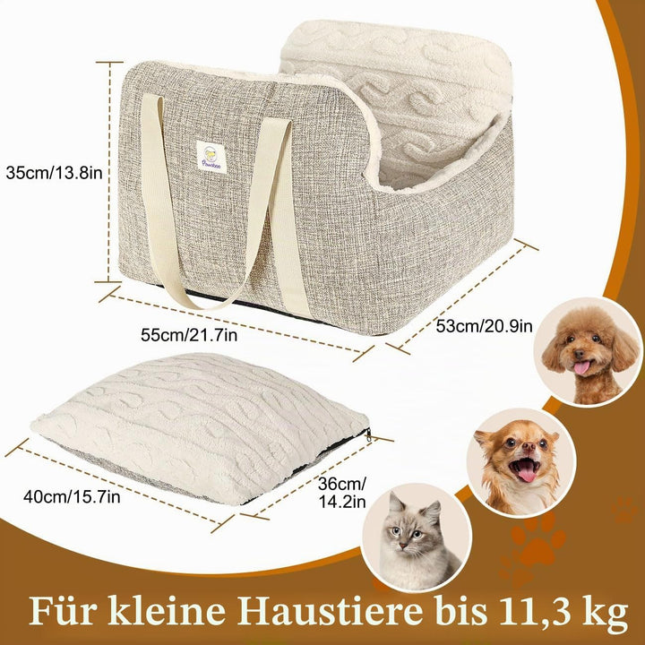 Pawaboo Hunde Autositz für kleine Hunde, Klein Hundesitz mit Fest Schnalle und Sicherheitsgurt, Verd