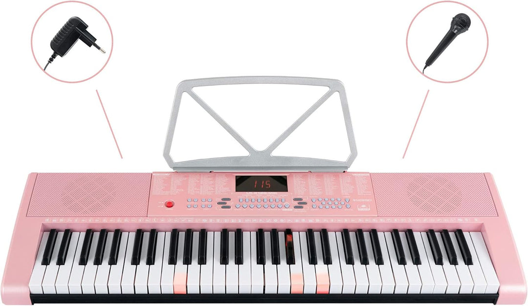 McGrey LK-6120-MIC Keyboard Set - Einsteiger-Keyboard mit 61 Leuchttasten - 255 Sounds und 255 Rhyth