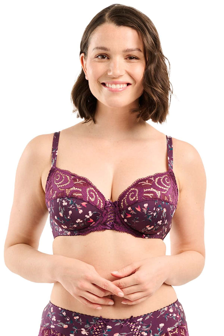 Sans Complexe Damen Klassischer Bügel-BH 75C Blumendruck, Rot / Violett, 75C Blumendruck, Rot / Viol