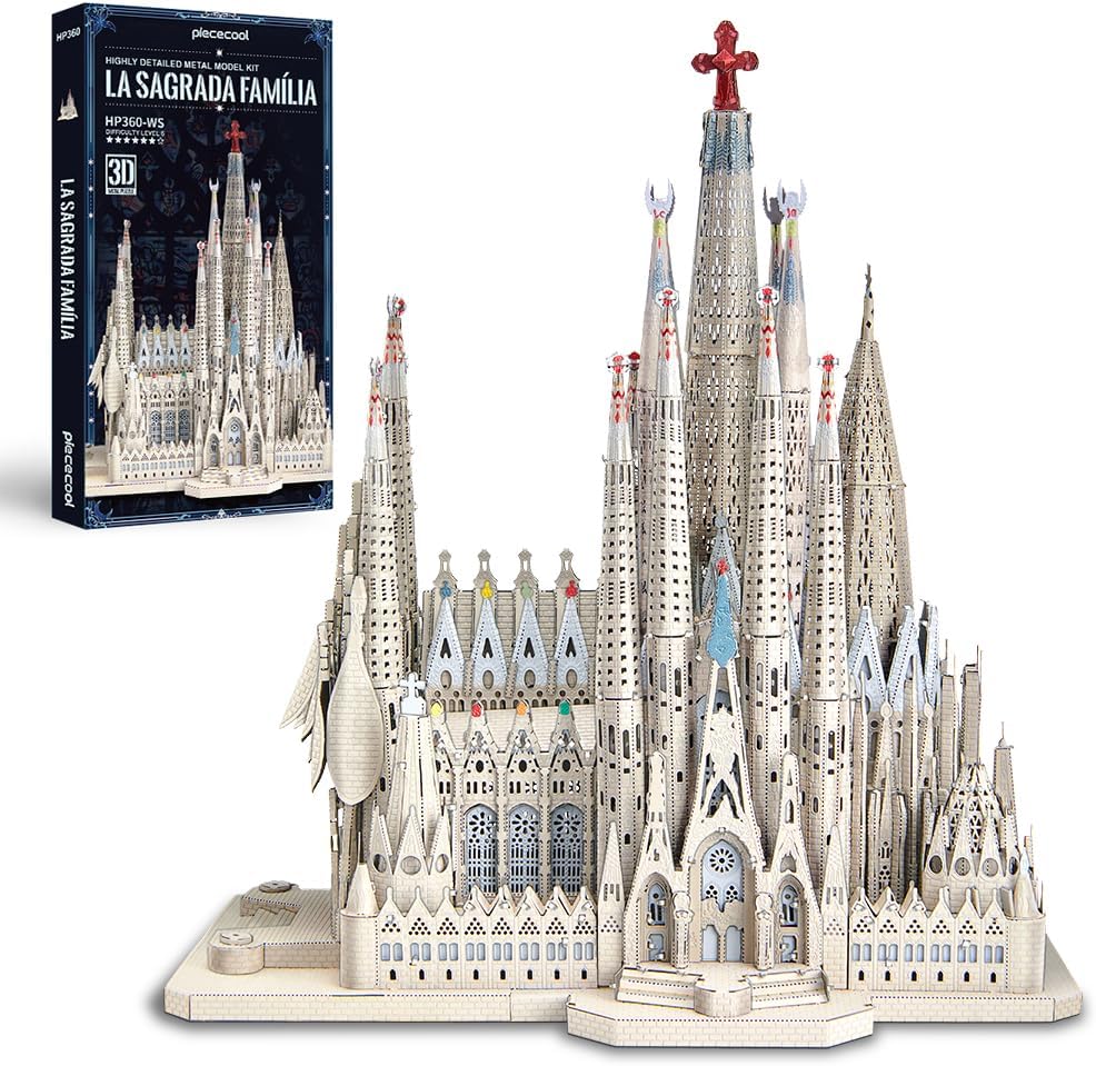 Piececool 3D Puzzle Metall Architecture Sagrada Familia, 3D Metall Puzzle für 340 Edelstahl, Ganzes