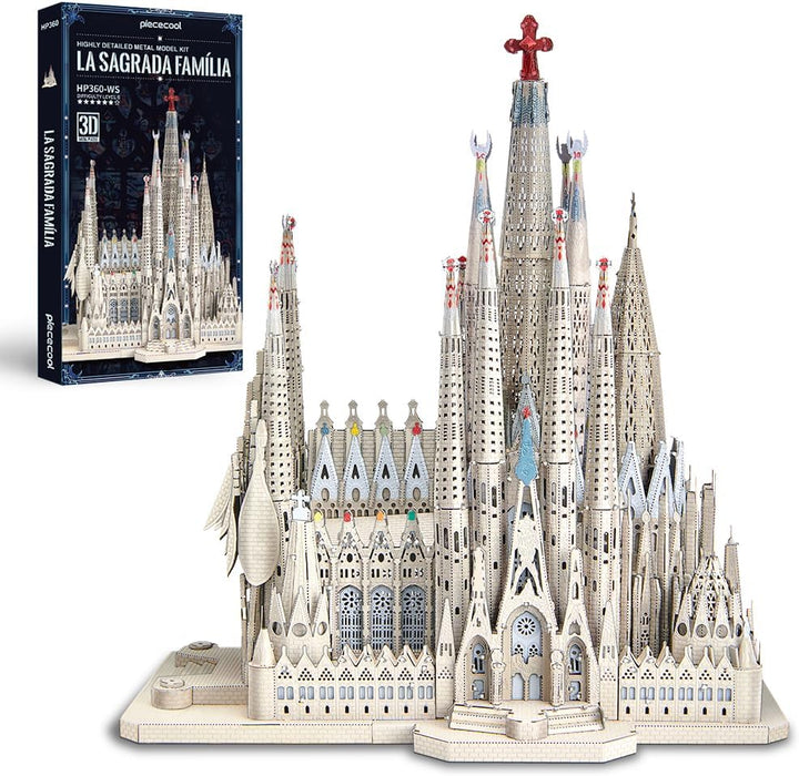 Piececool 3D Puzzle Metall Architecture Sagrada Familia, 3D Metall Puzzle für 340 Edelstahl, Ganzes