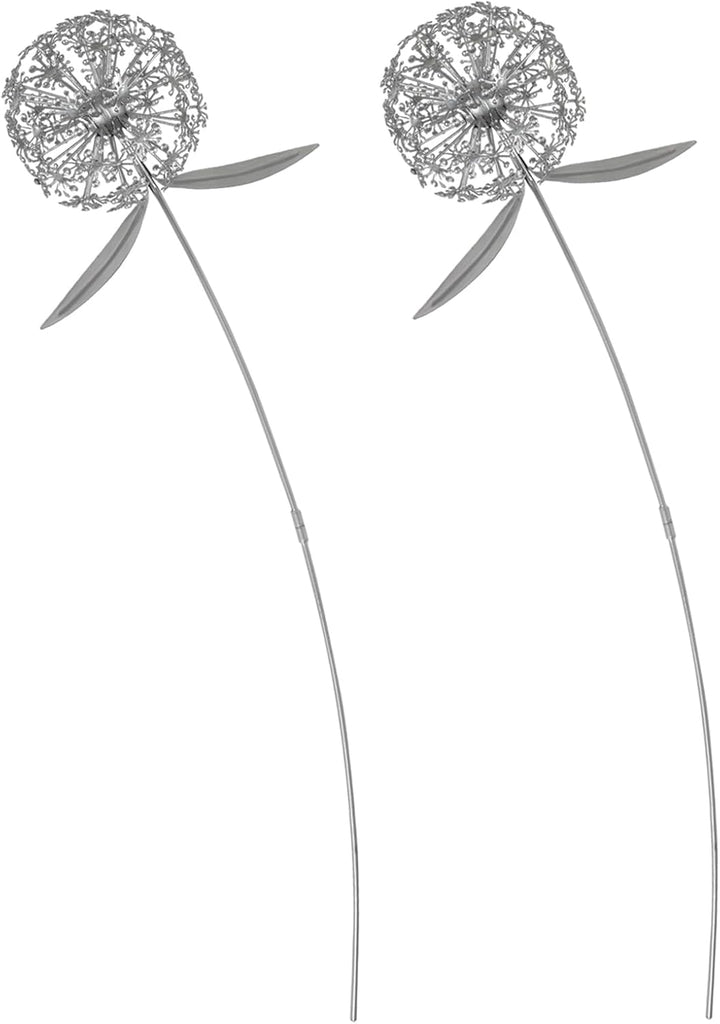 2er Pusteblume Gartenstecker, 3D Simulierter Löwenzahn Gartendeko Metall Gartenfigur, Löwenzahn