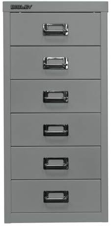 BISLEY MultiDrawer, 29er Serie, DIN A4, 6 Schubladen, Metall, 355 Silber, 38 x 27.9 x 59 cm