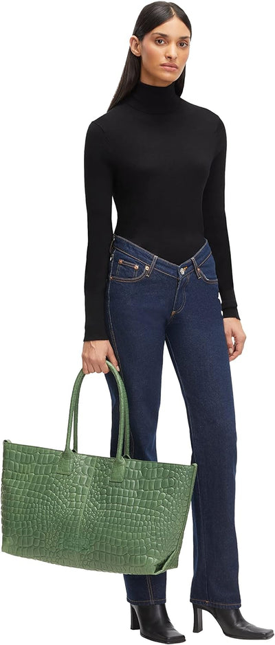Liebeskind Damen Croco Chelsea Shopper L Palm Green, Palm Green