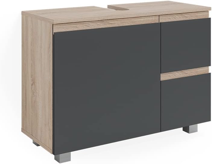 Vicco Waschbeckenunterschrank J-Shape, Sonoma/Anthrazit, 80 x 60.8 cm, Sonoma