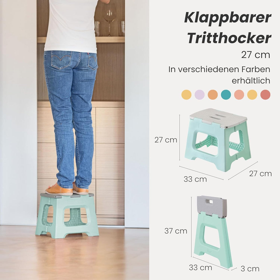 Vigar Kompakte Tritthocker Klappbar für Erwachsene, 27 cm, Klapphocker Faltbar 150 kg rutschfest, Le