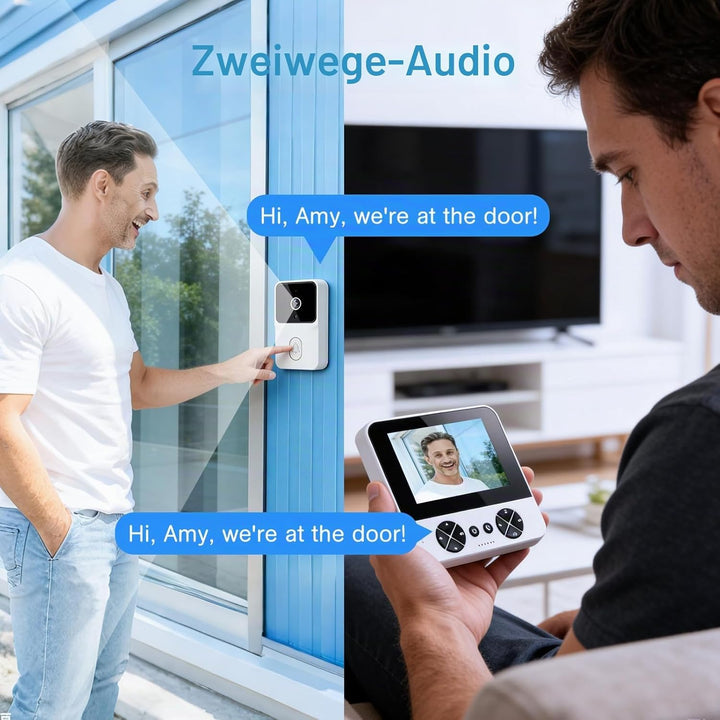 Drahtlose Video Türklingel mit Kamera Outdoor - IP65 Wasserdicht 1080P HD - 4,3 Zoll IPS Bildschirm