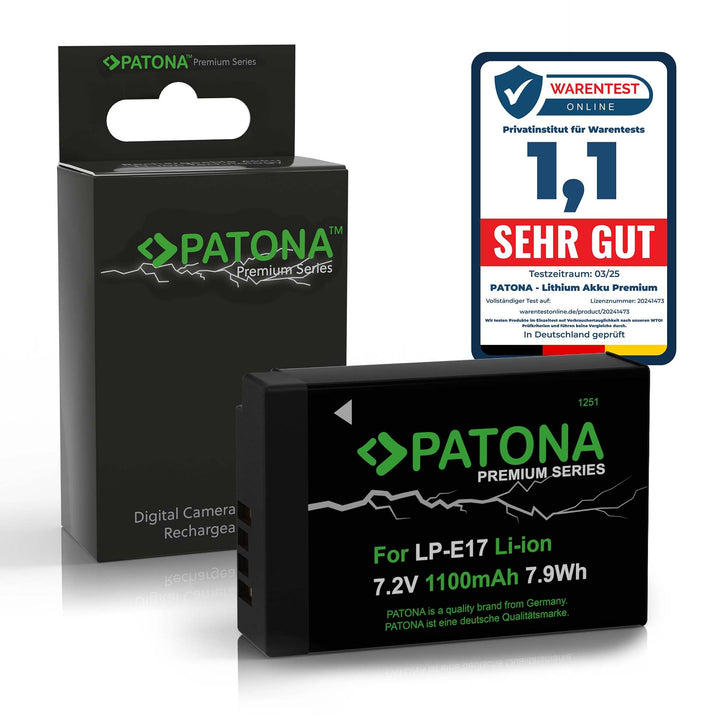 PATONA Premium LP-E17 Akku 1100mAh Kompatibel mit Canon EOS R10 77D 200D 750D 760D 8000D Rebel T6i T