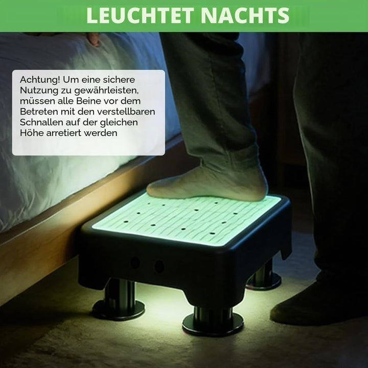 Tritthocker, Nachleuchtende Trittstufe mit 3-stufig Höhenverstellbarer, rutschfest Halbstufe, max.25