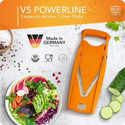 Börner V5 PowerLine Gemüsehobel Basis Set (3-tlg.) • Gemüseschneider (V-Hobel) für Obst & Gemüse + F