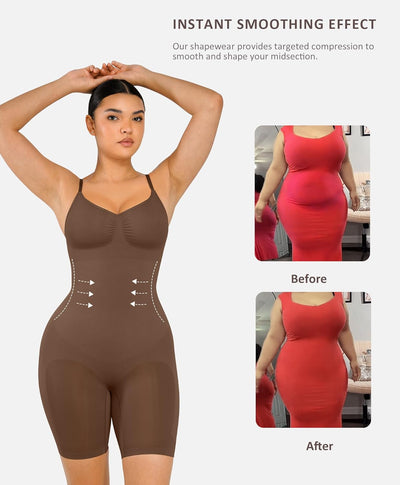 FeelinGirl Shapewear Bodysuit Nahtlos V-Ausschnitt Formende Bodys für Damen Bauchweg Ganzkörper Seam