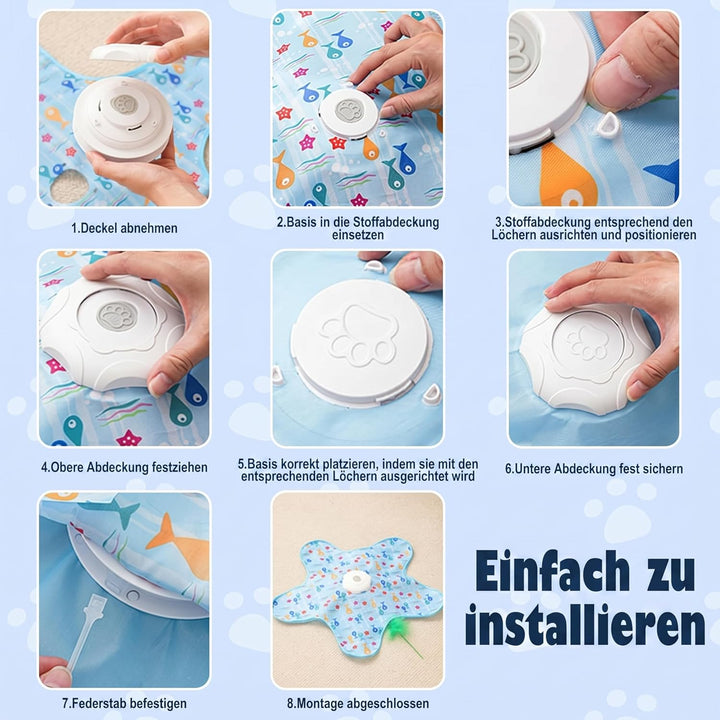 Interaktives Katzenspielzeug für Wohnungskatzen mit 2 beweglichen Federn, Erwachsene & Kitten, autom
