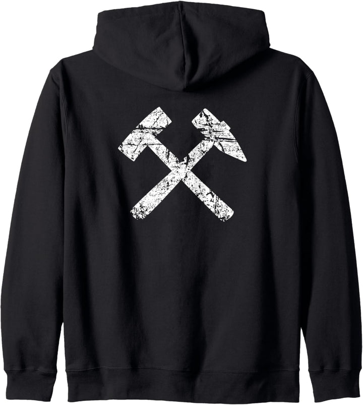 Schlägel und Eisen (Vintage Weiss) Bergmann Bergbau Kapuzenjacke