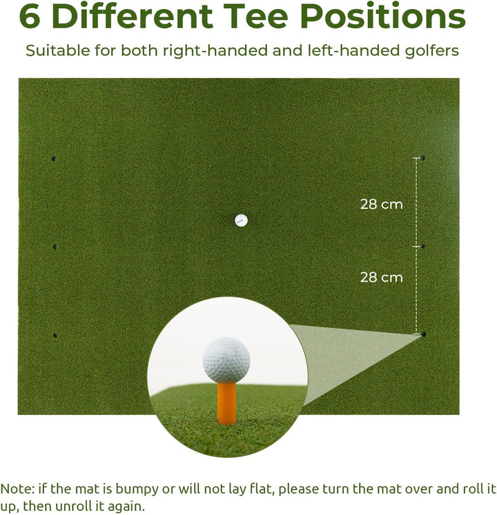 LIFEZEAL Golf Übungsmatte, Abschlagmatte Golf mit 6 Abschlagpositionen, Outdoor Sports Golf Training