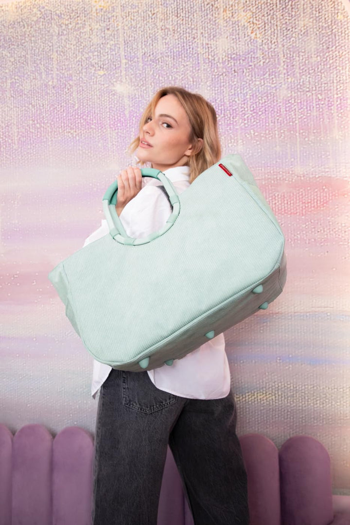 reisenthel loopshopper L cord mint – Stabile Tasche mit praktischen Fächern aus recycelten PET-Flasc