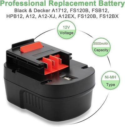 Shentec 12V 3500mAh NI-MH Ladegerät Ersatz für 12V Black und Decker Akku A12 HPB12 A12E A12-XJ A12EX