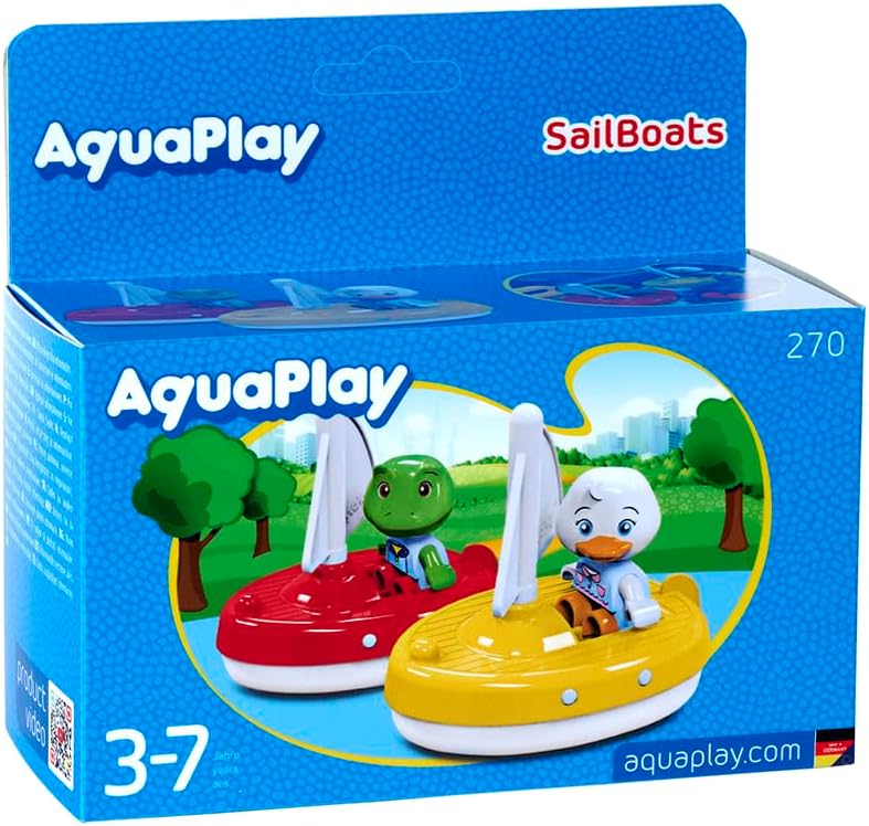 AquaPlay - LockBox - Wasserbahn als Transportkoffer mit 27 Teilen & 2 Segelboote + 2 Figuren - Zubeh