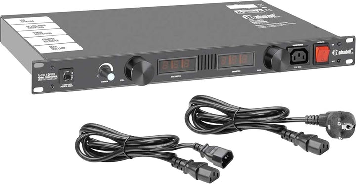 Adam Hall 19" Parts PCL 10 PRO - Power Conditioner mit Volt- und Amperemeter, Display und Rack-Beleu