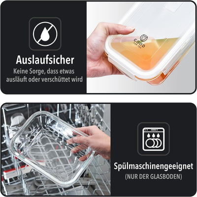 GOOD FOR YOU 5er PACK Glasmehl-Vorbereitungsbehälter - Glas-Lagerbehälter mit Deckel - Geschirrspüle