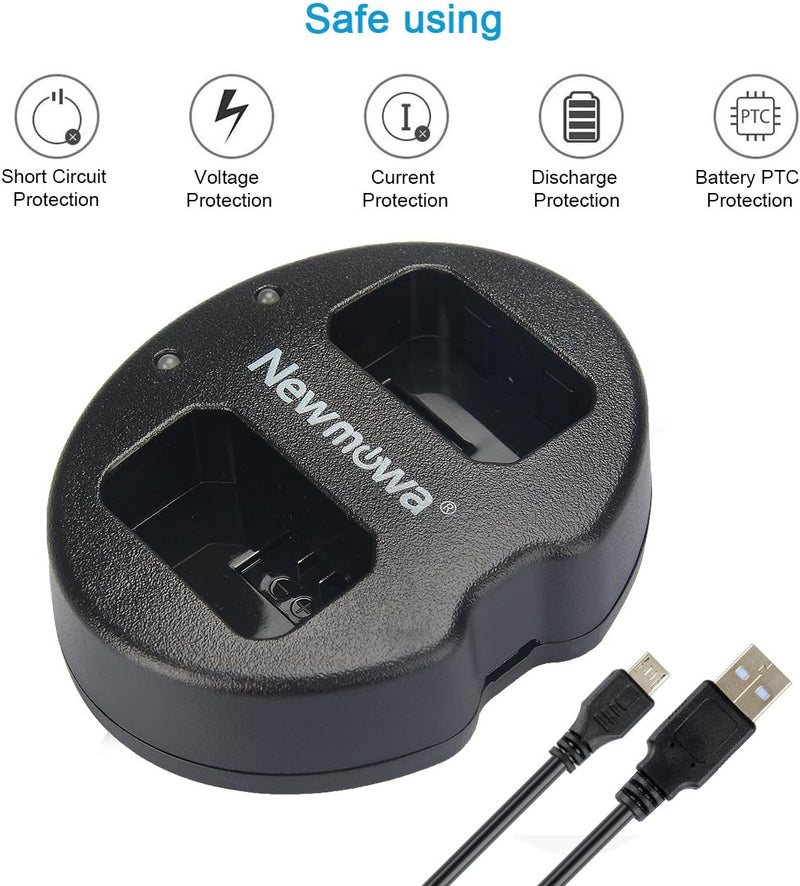 Newmowa Ersatz Akku NP-FW50 (2er Pack) und tragbar Micro USB Ladegerät Kit für NP-FW50 und Alpha a30