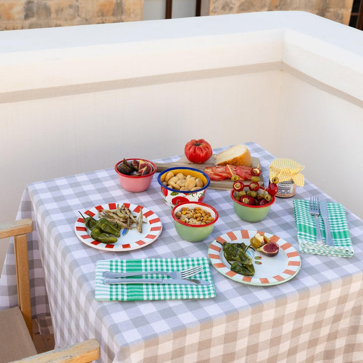 Talking Tables Bon Appetit Handgefertigtes Emaille-Dinnerteller mit Fisch-Design leicht perfekt für