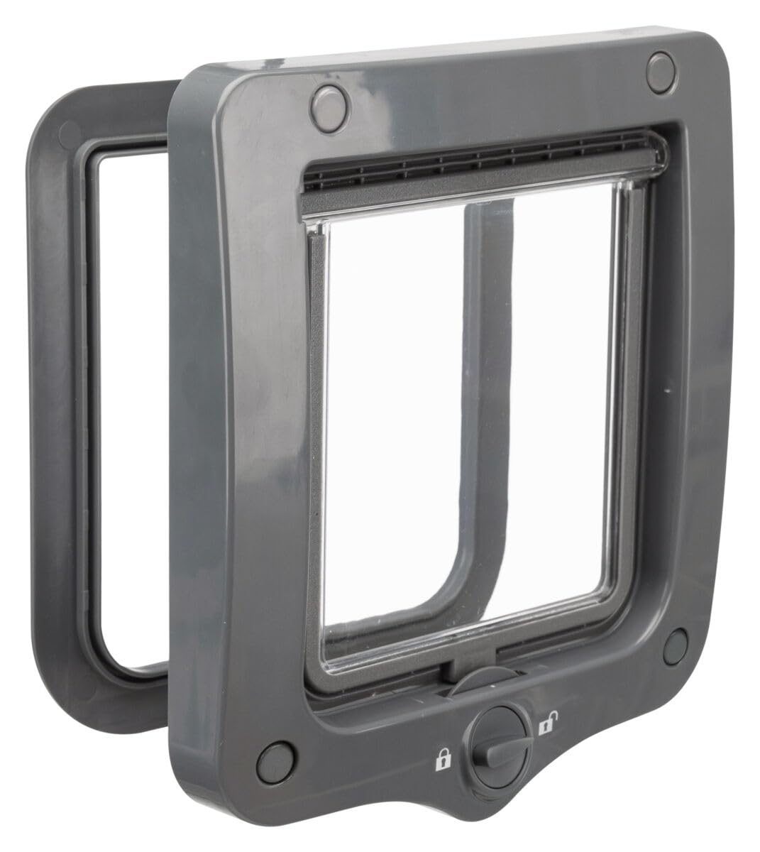 TRIXIE 44202 2~Wege Freilauftür, 20 × 22 cm, grau, 390 g Dunkelgrau 390 g (1er Pack), Dunkelgrau 390