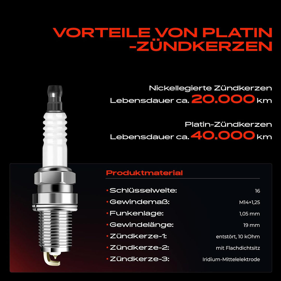 Frankberg 6x Zündspule Zündkerzen Satz Benzin Kompatibel mit E46 E90 E91 E92 E93 2000-2013 E81 E82 E