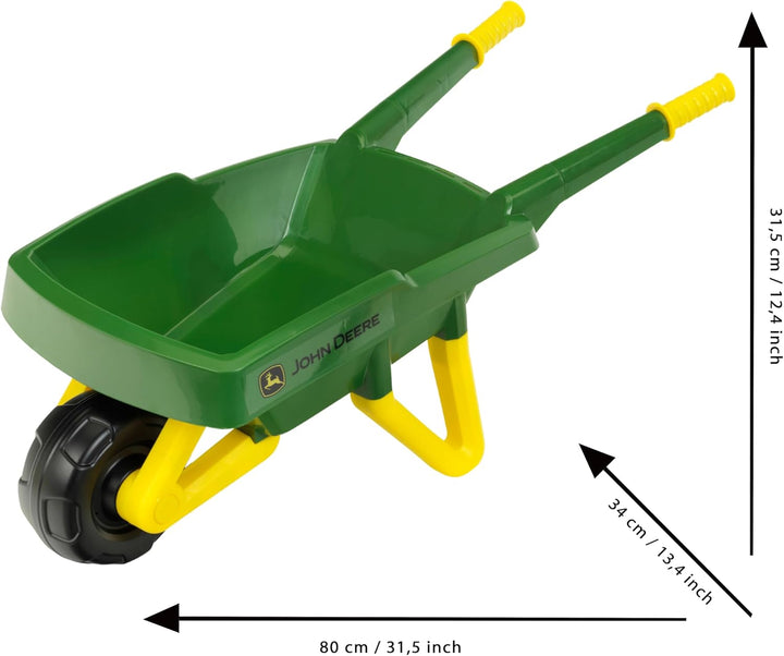Theo Klein 3952 John Deere Schubkarren Set I Robustes Gartengeräte-Set für Kinder I Inkl. Schaufel u