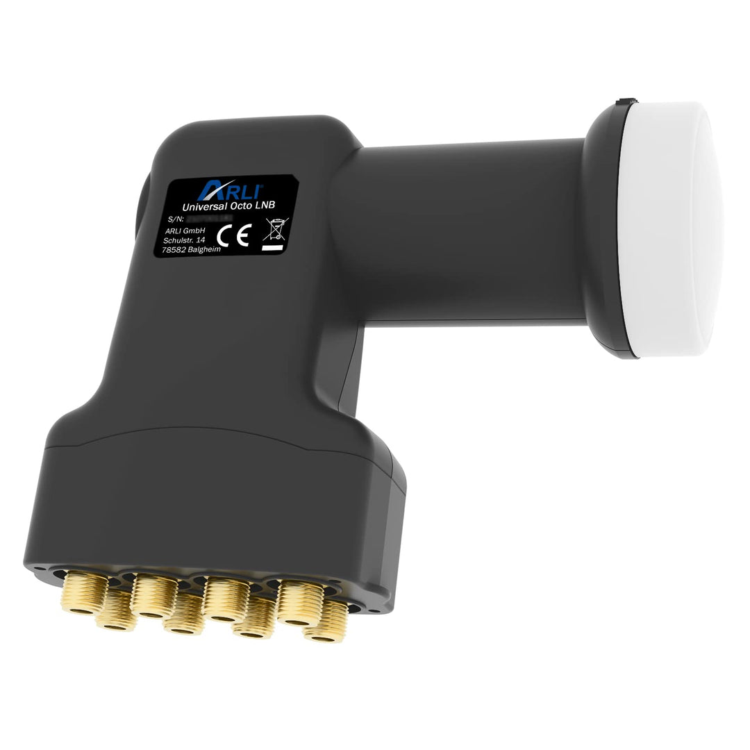 ARLI Universal Octo LNB 0.1 dB – 8 Teilnehmer mit Wetterschutz 40 mm Feed HDTV 4K 8K DVB-S2 Satellit