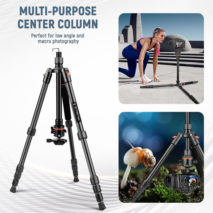 Victiv Schweres Kamera Stativ, 194cm Faltbares Aluminium Fotostativ, 2-in-1 Dreibein Stativ & Einbei
