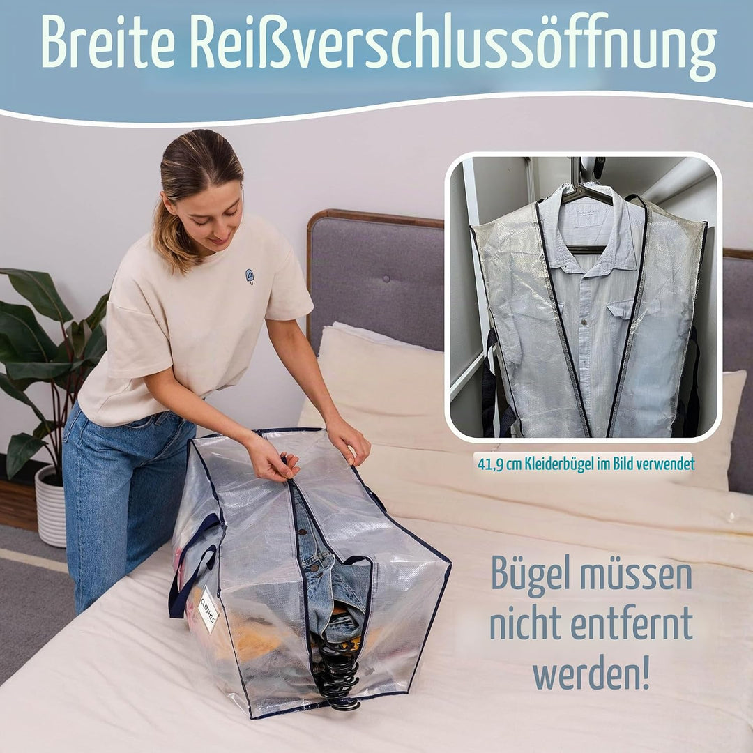 VENO 87 Liter extra grosse Umzugstaschen mit Rucksackgurten, Umzugshelfer, starke Griffe und Reissve