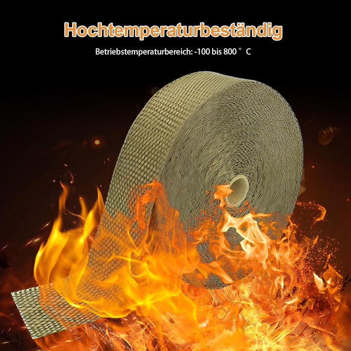 Hitzeschutzband Auspuff, Titanfarben Auspuffband, 50 mm x 15 m Auspuff Dichtband, Hitzeschutzband Au