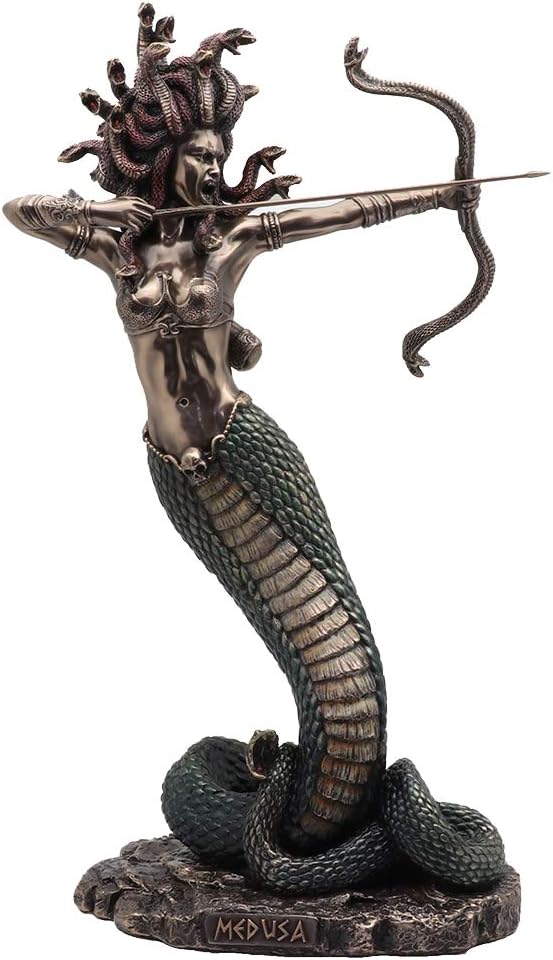 Veronese Design Furious Medusa Schiesspfeil aus Kunstharz, Bronze Finish, handbemalt, 36 cm, L
