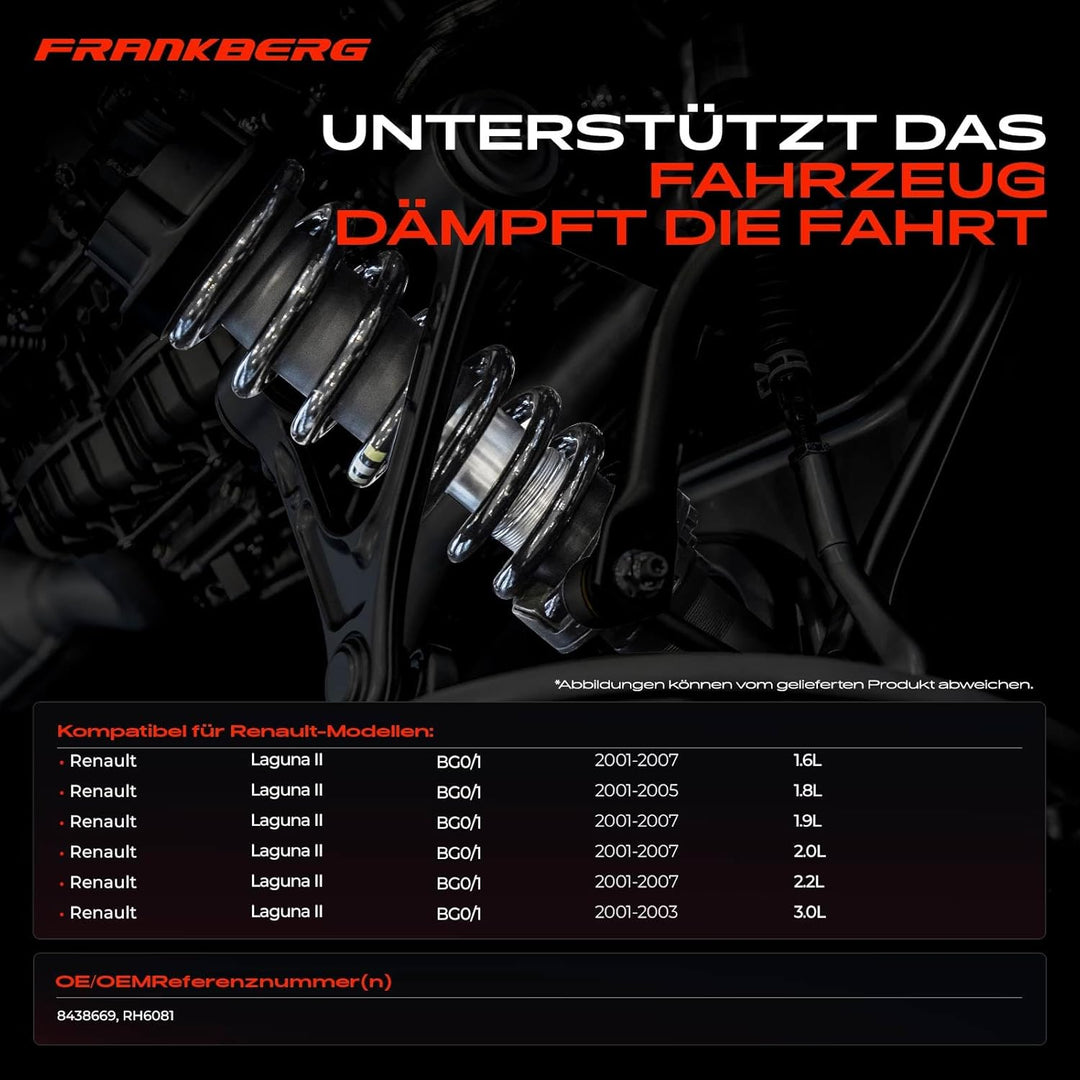Frankberg 2x Federn Fahrwerksfeder Hinterachse Links Rechts Kompatibel mit Laguna II BG0/1 1.6L-3.L
