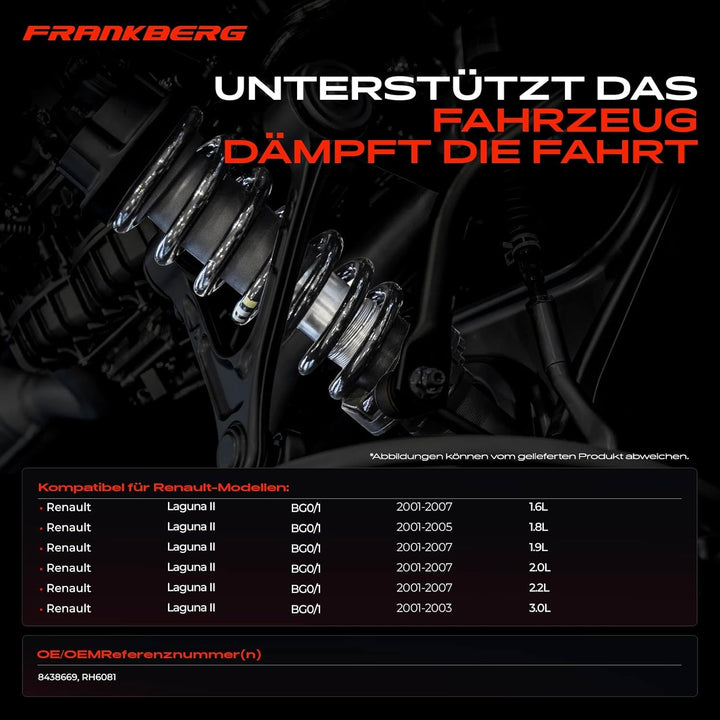 Frankberg 2x Federn Fahrwerksfeder Hinterachse Links Rechts Kompatibel mit Laguna II BG0/1 1.6L-3.L