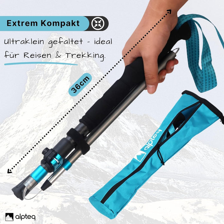 Wanderstöcke faltbar Carbon oder Aluminium mit Korkgriff | Bergsport Trekkingstöcke | Nordic Walking