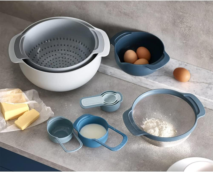 Joseph Joseph Nest 9 Plus 9-Pièces, set emboîtable avec bol de mélange grand et petit, passoire, tam