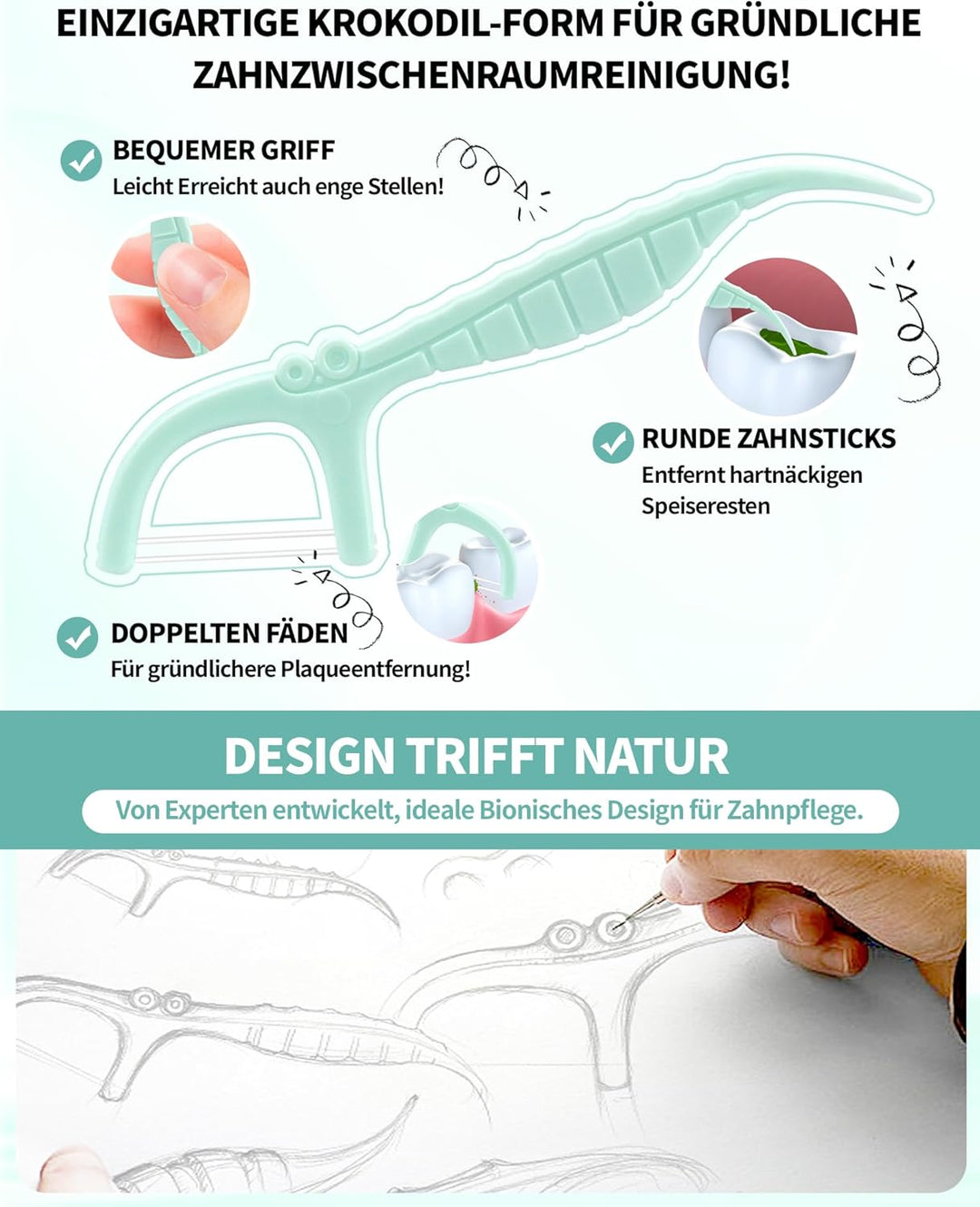 200 Stk. Zahnseide Sticks Minze Dental floss Mint Twin line Floss Zahnseide mit Zahnstocher Geschmac