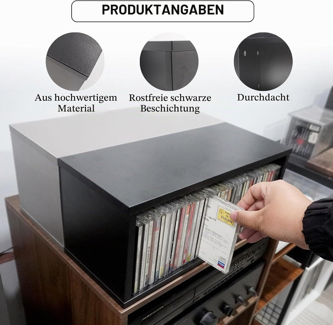 MayRecords CD-Aufbewahrungsregal, stapelbar, für 35 CDs für Medien-Regal, Aufbewahrung und Organisat