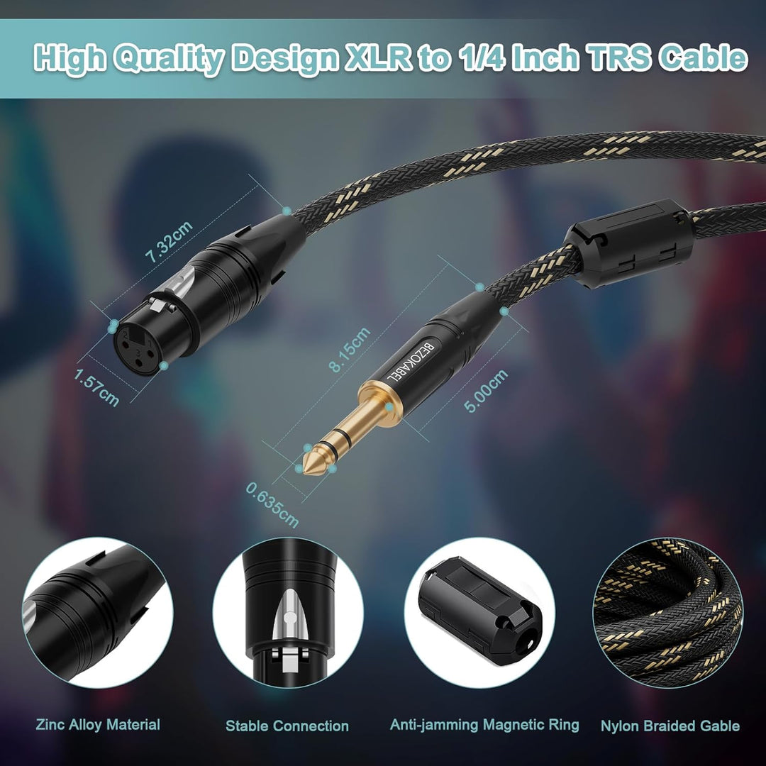 XLR auf 1/4 Kabel, XLR-Buchse auf 1/4 Kabel, 7,6 m, TRS auf 6,35 mm, 1/4 Zoll auf symmetrisches Mikr