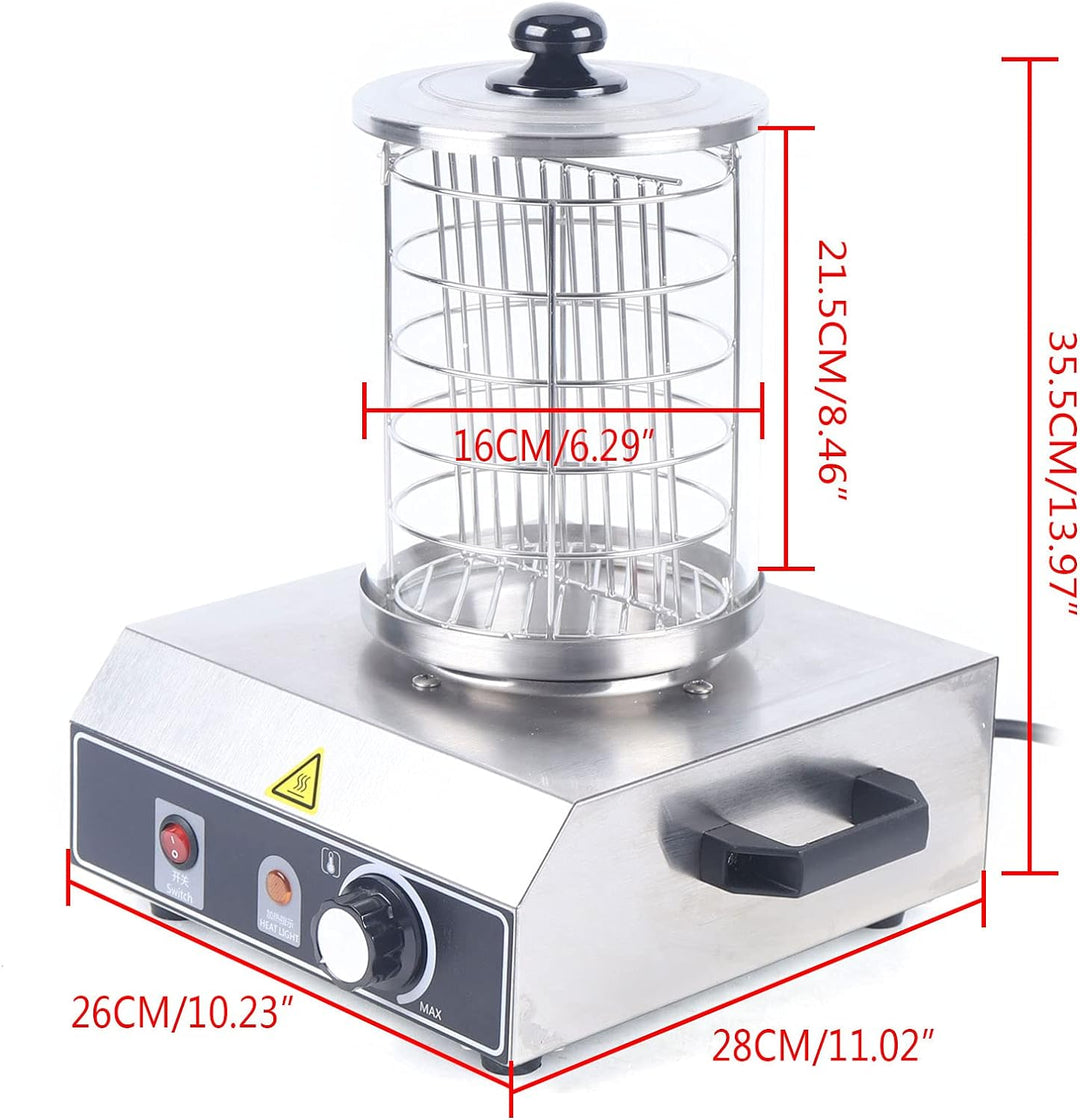 Edelstahl Hot Dog Maker, Hot Dog Gerät Maschine Wurstwärmer Dampfbehälter, Einstellbarer Temperatur