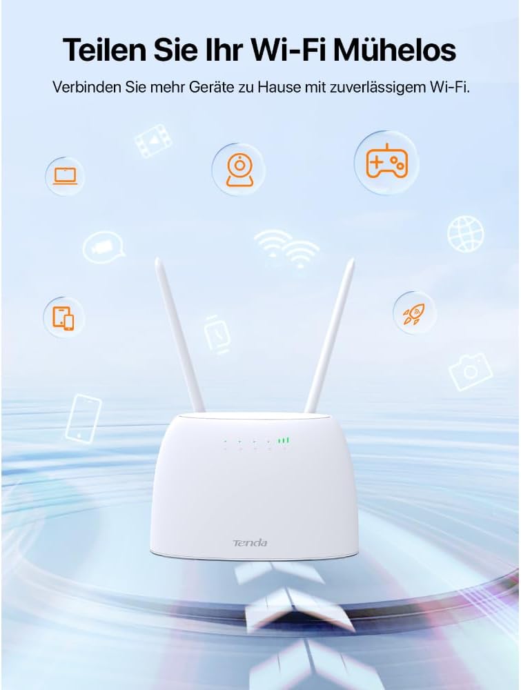 Tenda 4G07 4G LTE WLAN Router für SIM-Karten (CAT4, AC1200 Dualband 2,4GHz: 300Mbit/s + 5GHz: 867Mbi