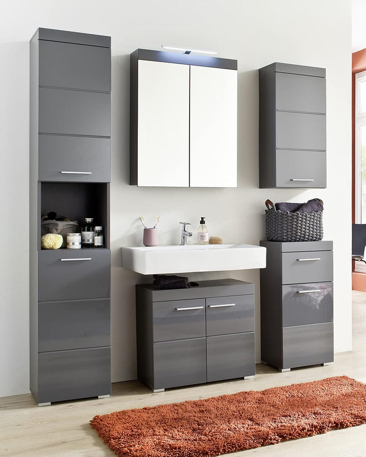 trendteam smart living - Spiegelschrank inkl. Beleuchtung - Bad - Amanda - Aufbaumass (BxHxT) 60 x 7