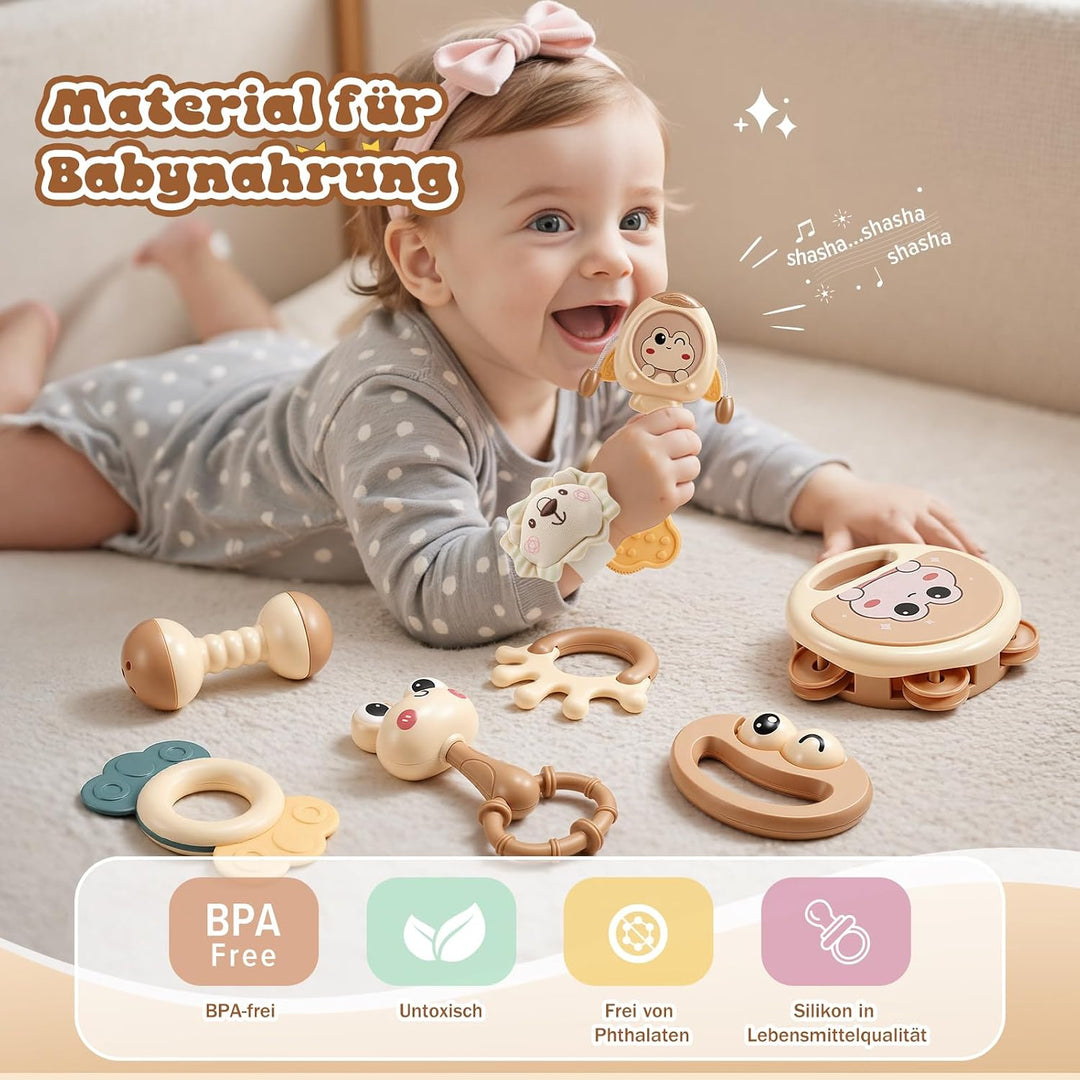 Rasseln Beissring für Babys 0 6 8 12 Monate, Baby Spielzeug ab 6-18 Monate Baby Geschenk Junge Mädch