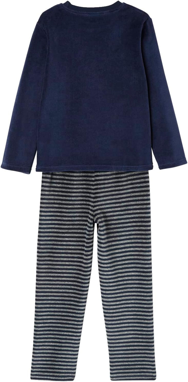Vertbaudet VERTBAUDET2er-Pack Jungen Samt-Schlafanzüge, Natur Basic Bleu 98-104, Bleu 98-104